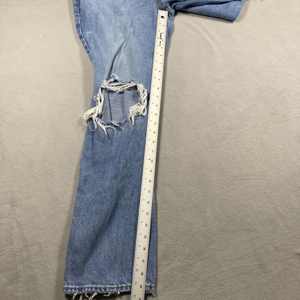 PacSun Women's 28 Blue High Rise Straight Dad Jeans Distressed Non-Stretch - Picture 2 of 10